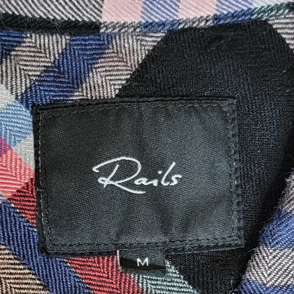 Rails Hunter Button-Down Plaid Top Women's M Black Melon Aqua Gold Relaxed Fit - Picture 7 of 14